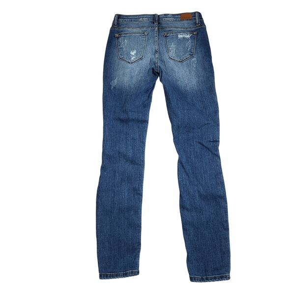 Judy Blue Y2K Leopard Print Patch Distressed Ripped Skinny Fit Rolled Jeans 7/28 - Picture 3 of 12